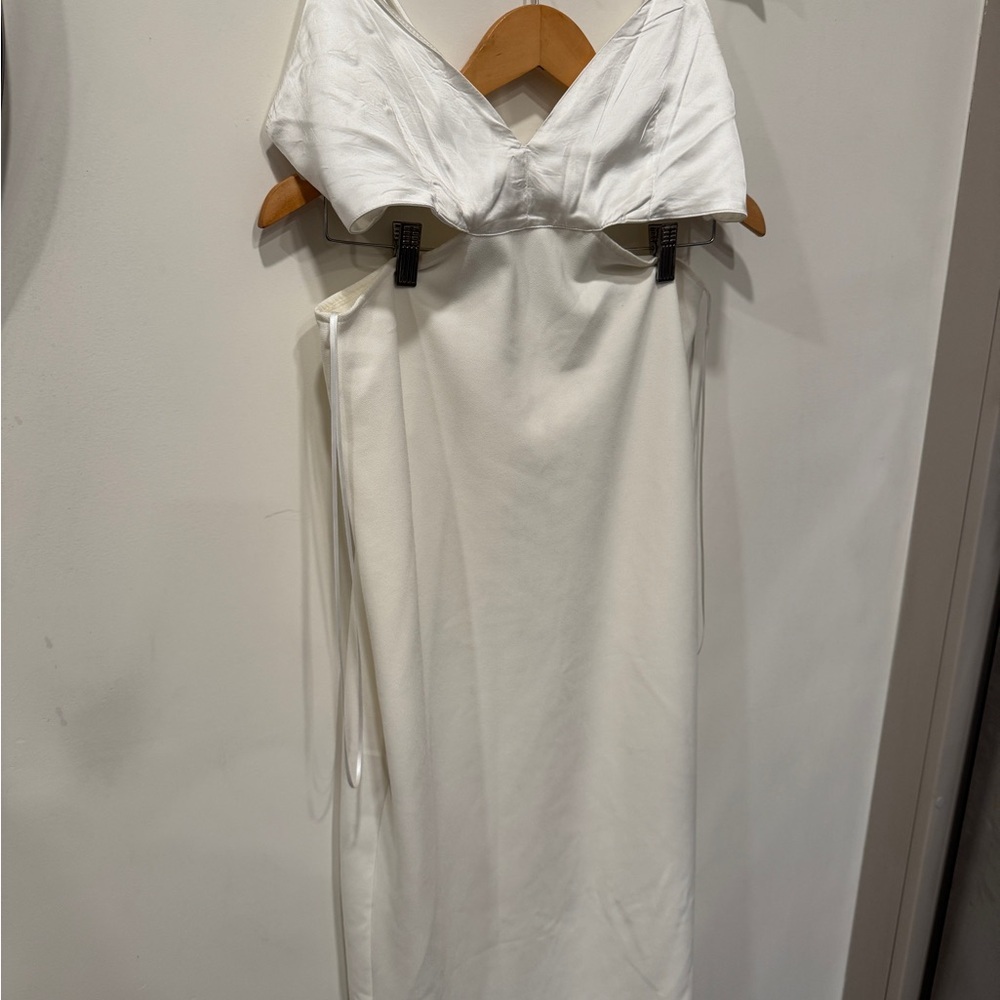 Abercrombie & Fitch White Satin Midi Dress